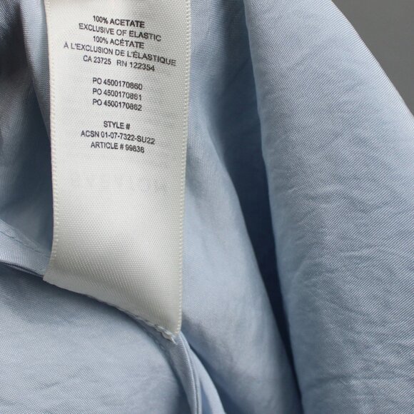 Aritzia Babaton Light Blue Metallic Silver Satin Slip Mini Skirt Size 6 - Picture 4 of 5